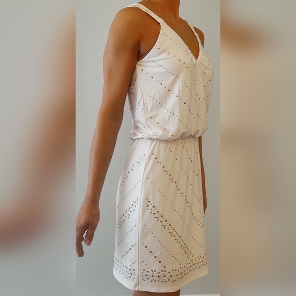 WHBM Embellished Midi Dress White, Silver and Gold - Picture 4 of 11